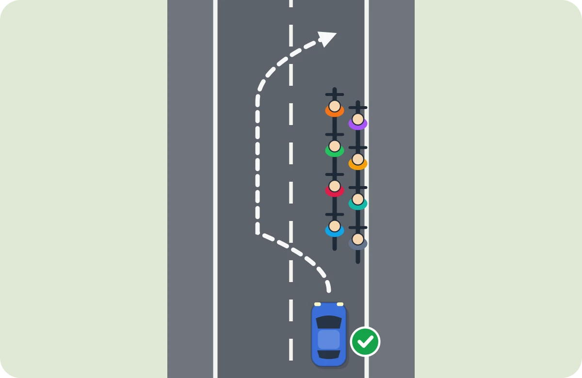 Grupo de ciclistas. Se adelanta al grupo entero como si fuera un solo vehículo.
