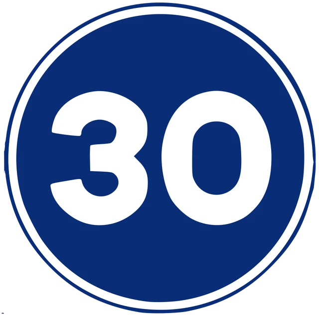 R-411. Velocidad mínima: azul con cifra blanca.