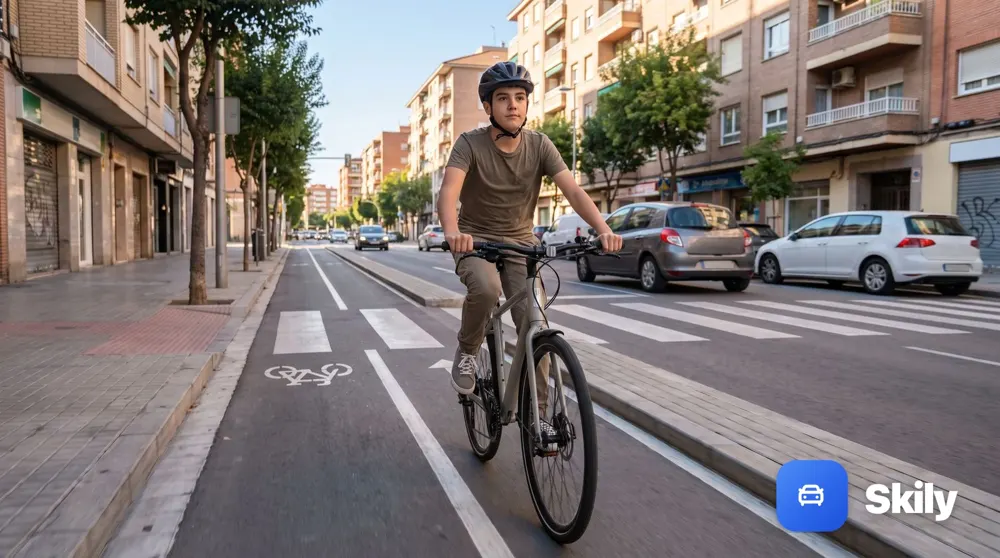 Un ciclista de 14 años circula por una calle de la ciudad. ¿Debe llevar casco?