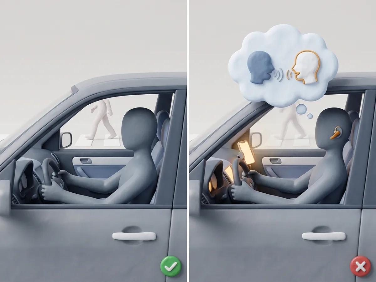 Incluso con manos libres. Las manos están en el volante, pero la cabeza está en la conversación. Por eso cuesta ver lo que pasa fuera.